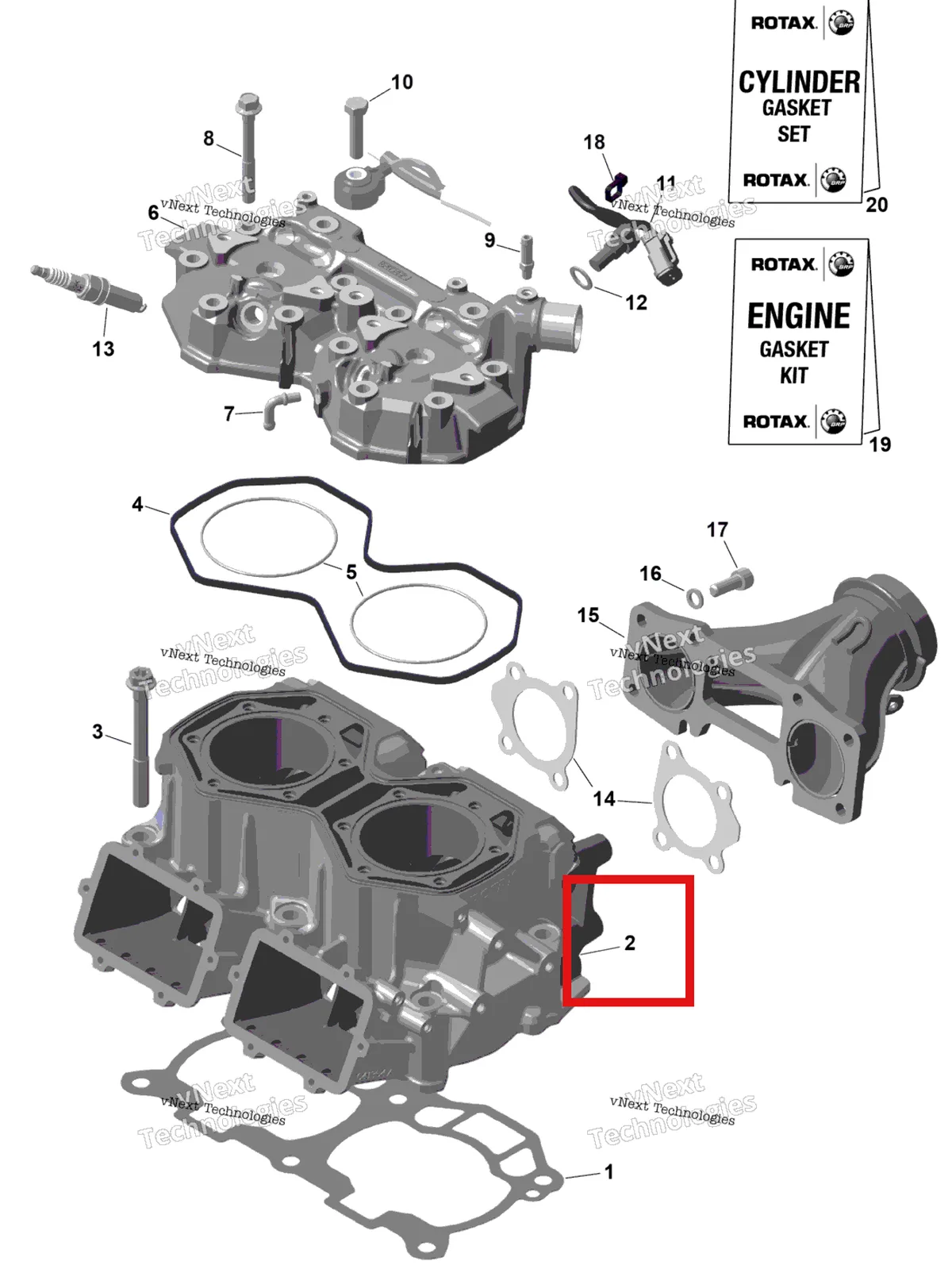 Деталь 420413549 на схеме узла 2026 Ski-Doo SKANDIC - SE - 600R E -TEC - AUTA - Catalyst Gray - 20X154X1.8C Track Rotax - Cylinder