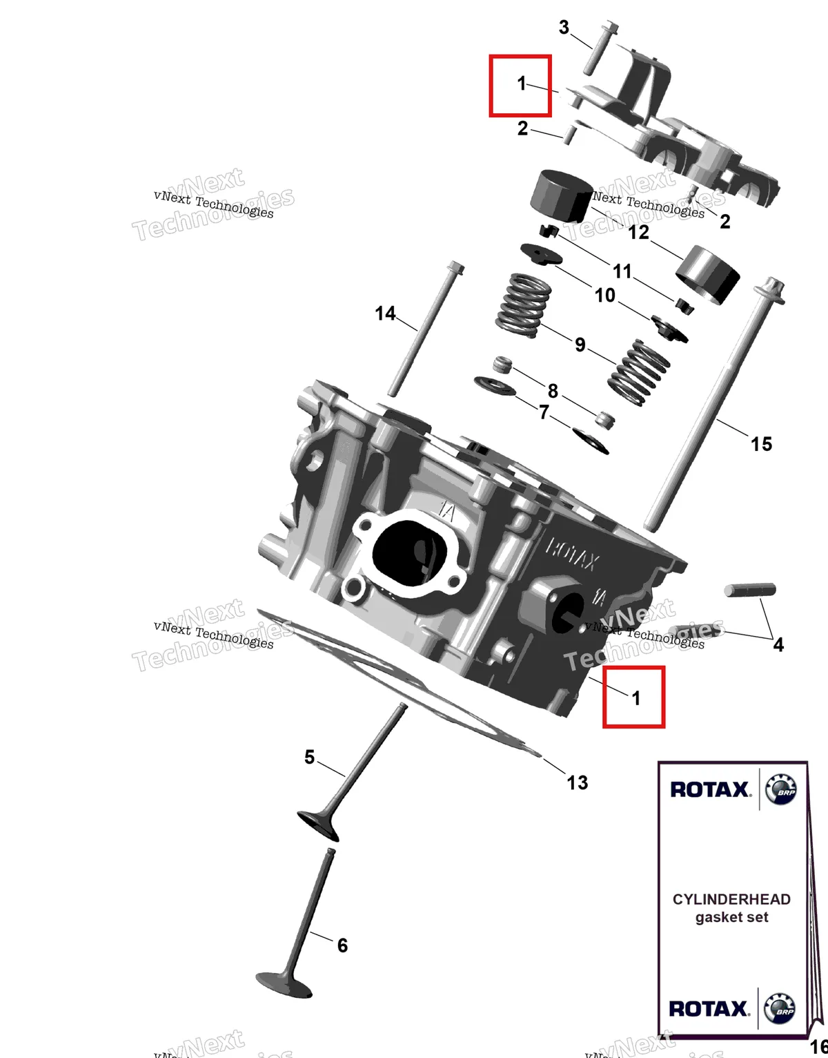 Деталь 420413565 (Головка цилиндра в сборе включает no 1 4 Can-Am Outlander 4x4 DPS 700 (2025) (420413565)) на схеме узла 2026 Can-Am OUTLANDER - 2X4 - STD - 500 - 1KTB - Legion Red Rotax - Cylinder Head