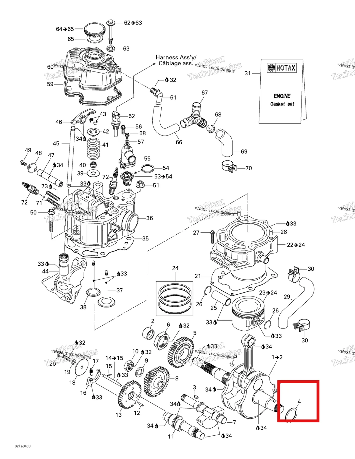 Деталь 420427505 на схеме узла 2004 Can-Am Traxter XL Crankshaft, Pistons And Cylinder