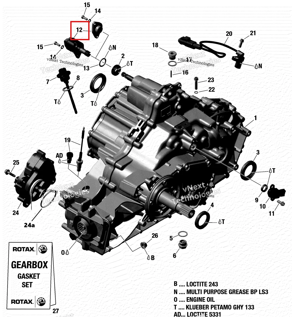 Деталь 420427560 на схеме узла 2019 Can-Am MAVERICK TRAIL 800 - BASE/DPS - T2B SERIES Gear Box And Components - 420686758 - Base