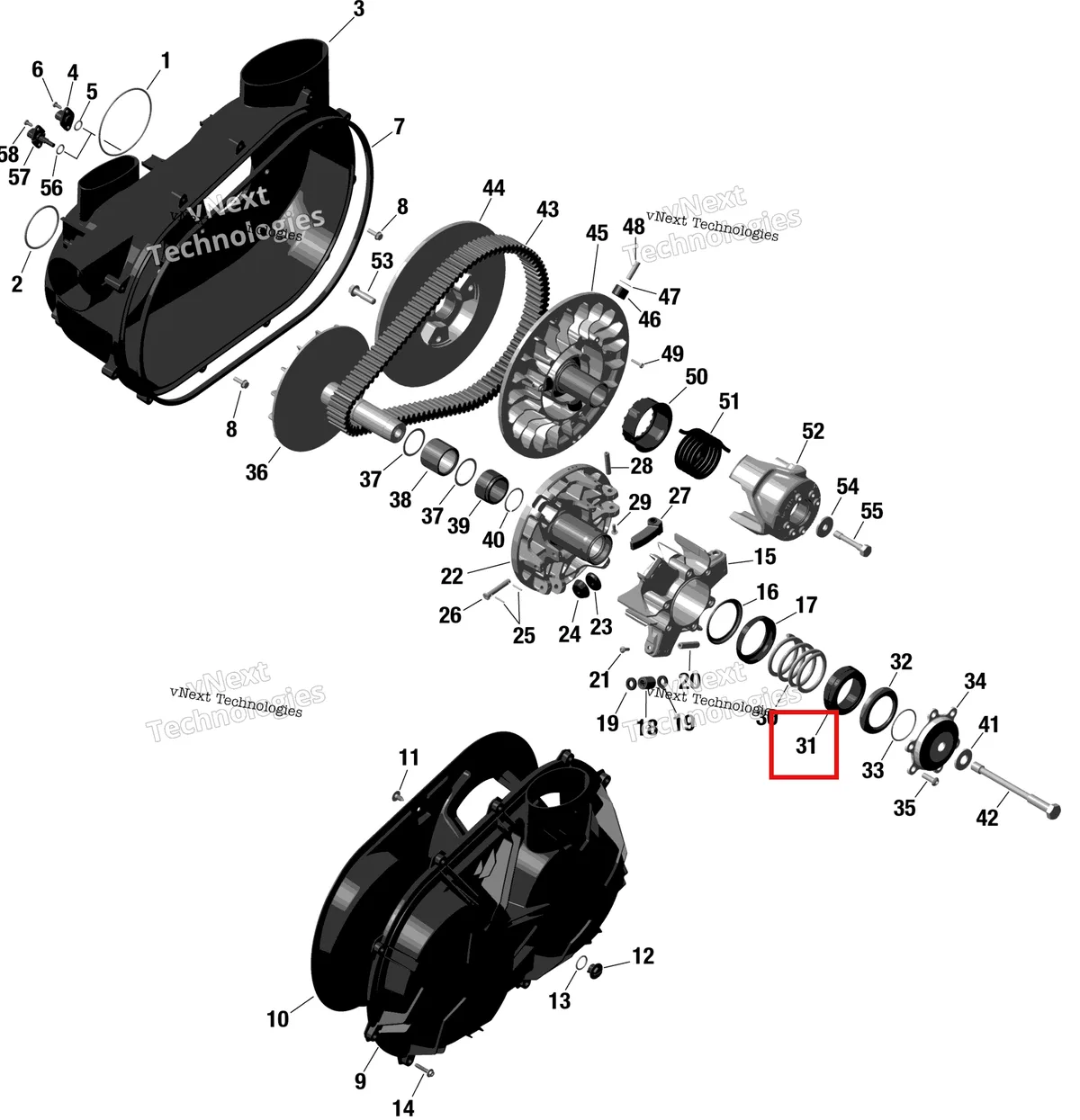 Деталь 420427808 (Пружина опора Can-Am Maverick Turbo RR XRC (2022) (420427808)) на схеме узла 2024 Can-Am Maverick Turbo - DS - 9DRE - Fiery Red Metallic - 64
