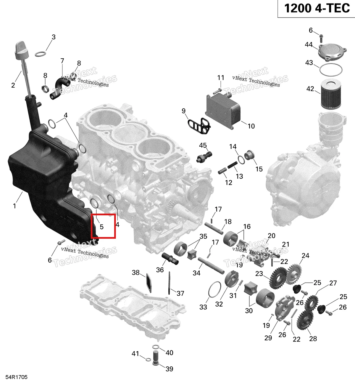 Деталь 420430068 (Уплотнительное кольцо) на схеме узла 2019 Ski-Doo EXPEDITION LE-SE 1200 4-TEC Engine Lubrication - 1200Itc 4-Tec
