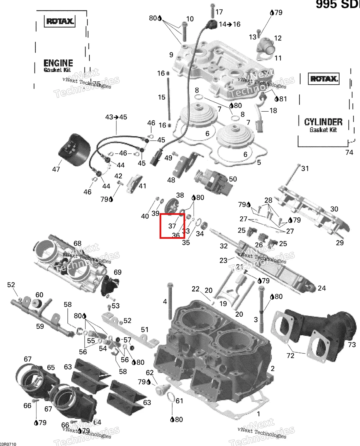 Деталь 420430102 на схеме узла 2007 Ski-Doo MACH Z Adrenaline Cylinder And Cylinder Head, Mach, Mxz, Hm Eur