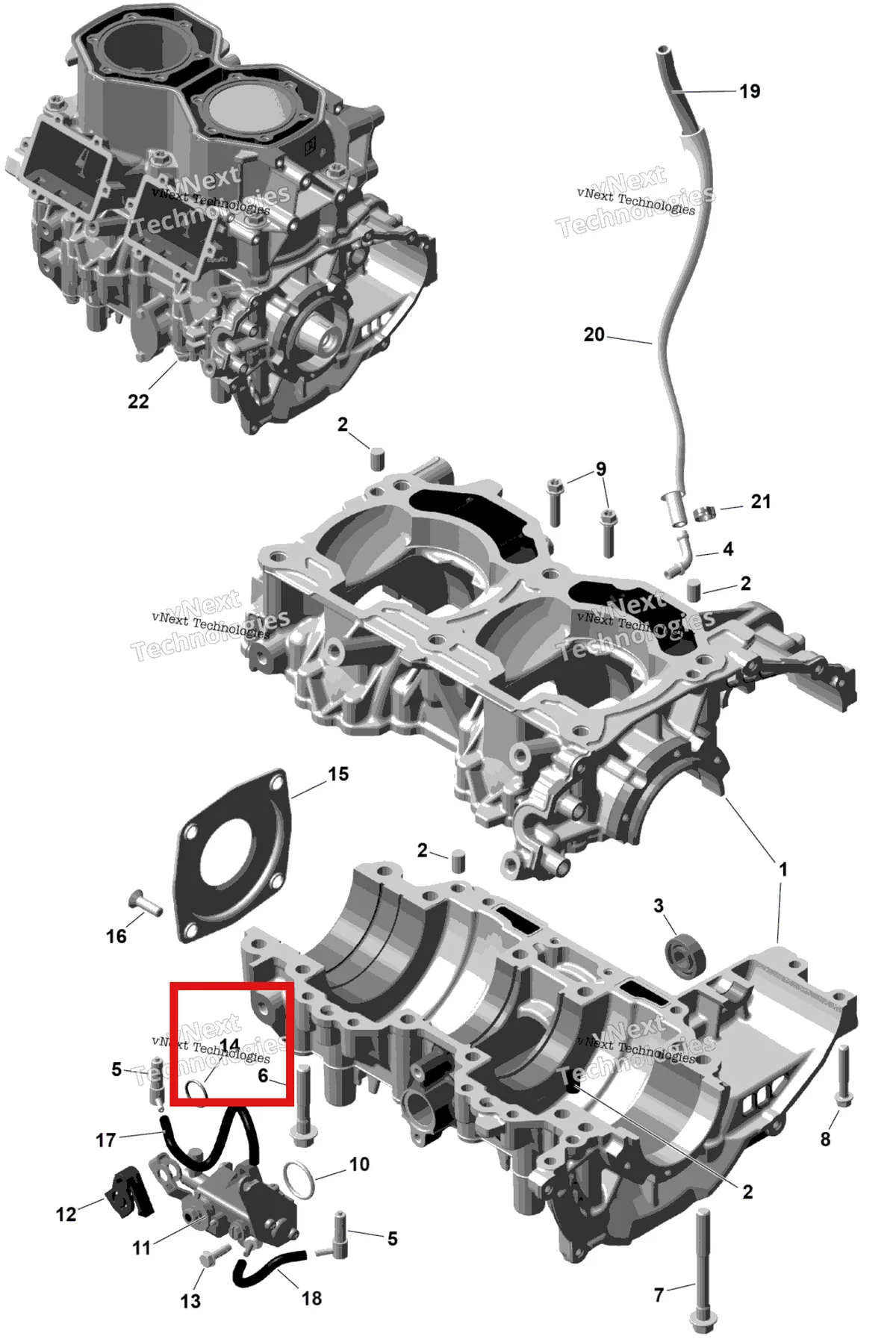 Деталь 420430110 (Уплотнительное кольцо) на схеме узла 2026 Ski-Doo TUNDRA - LE - 600 EFI - GDTA - Deep Black - 16X154X1.5CH Track Rotax - Crankcase
