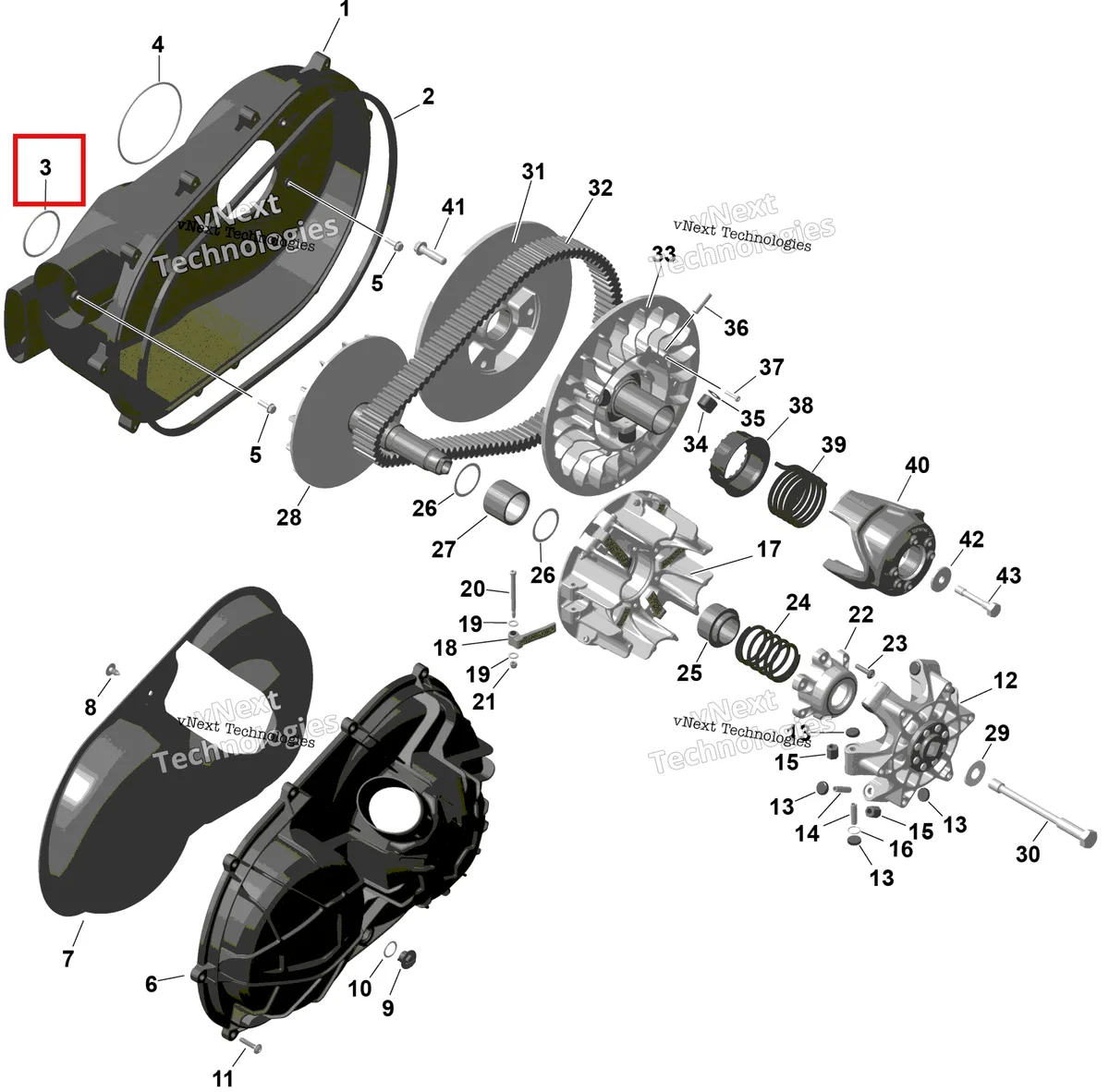 Деталь 420430409 (Уплотнительное кольцо Can-Am Commander MAX 1000R EFI XT (2024) (420430409)) на схеме узла 2026 Can-Am Commander - 1000R EFI - DPS - 6PTB - Compass Green - 60