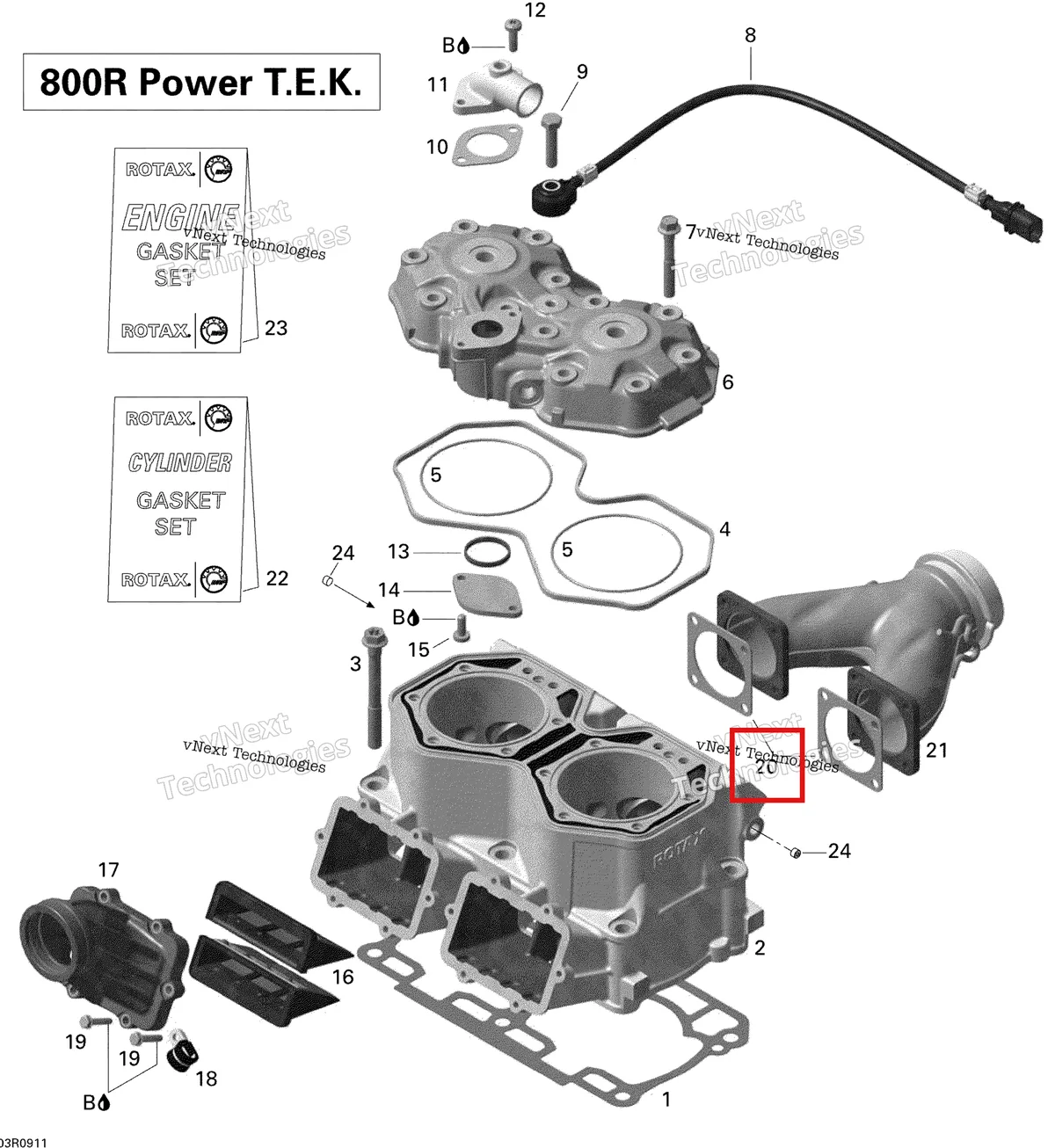 Деталь 420430480 (Прокладка) на схеме узла 2009 Ski-Doo MX Z Adrenaline 800R Power T.E.K. Cylinder And Cylinder Head