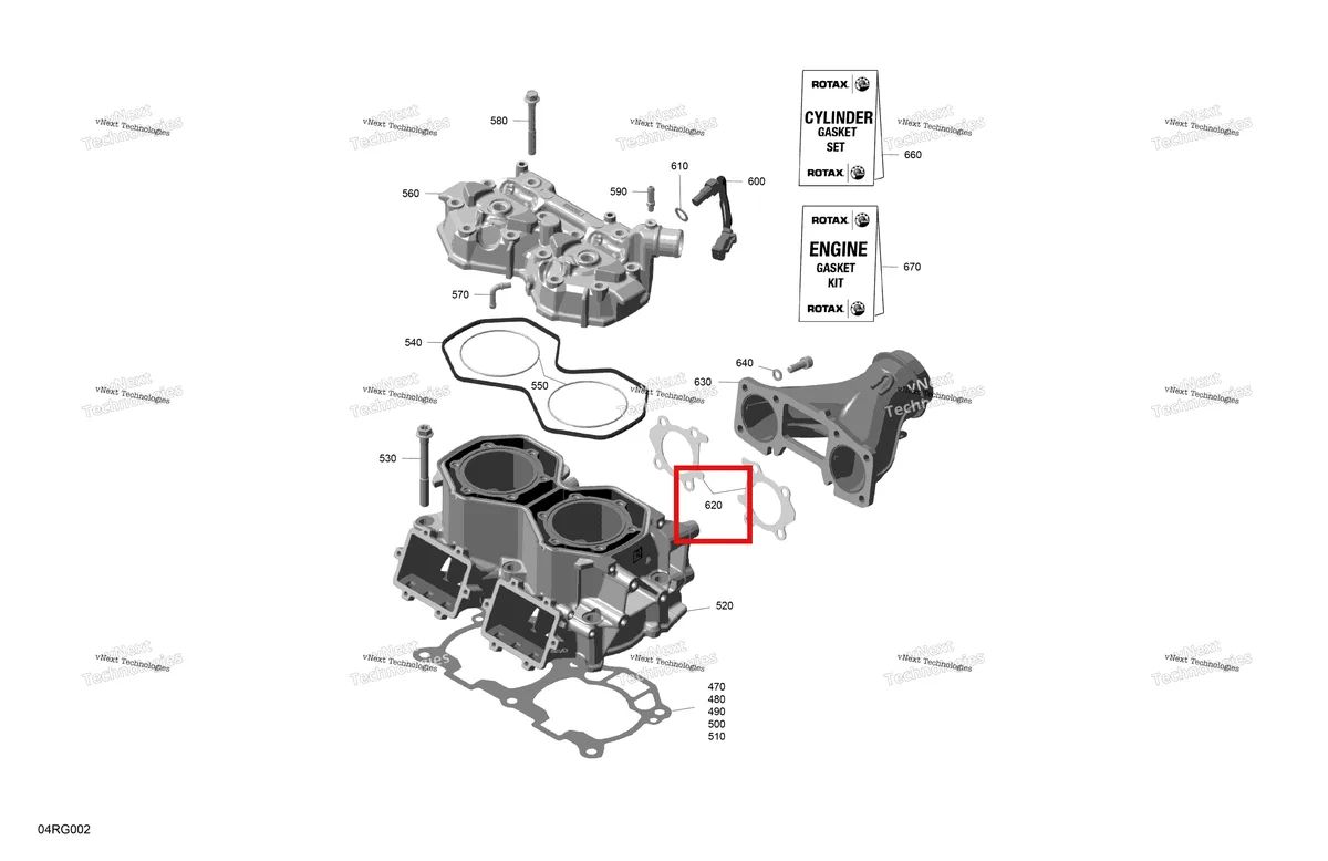 Деталь 420430487 на схеме узла 2027 Ski-Doo SUMMIT - NEO - 600 EFI - TWVA - Deep Black - 14X146X1.6CF Track Rotax - Cylinder