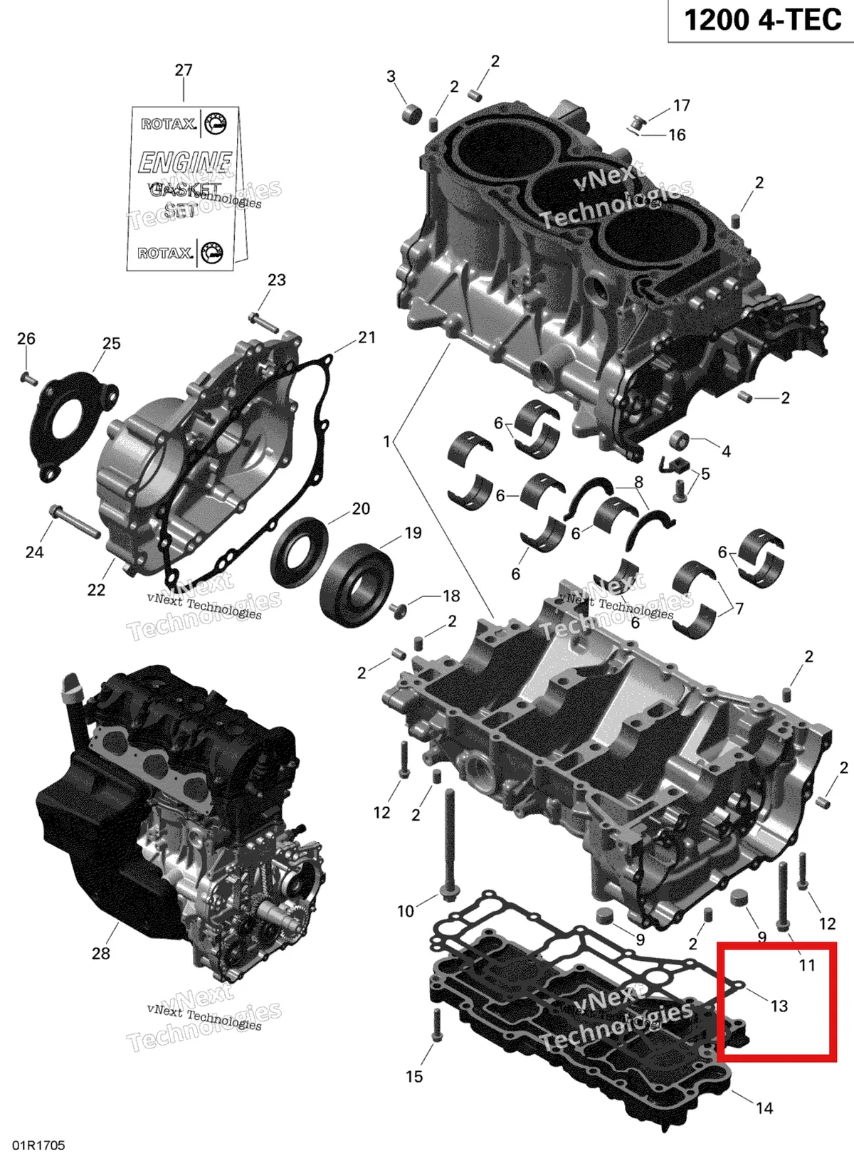 Деталь 420430770 (Прокладка) на схеме узла 2019 Ski-Doo EXPEDITION LE-SE 1200 4-TEC Crankcase - 1200 Itc 4-Tec
