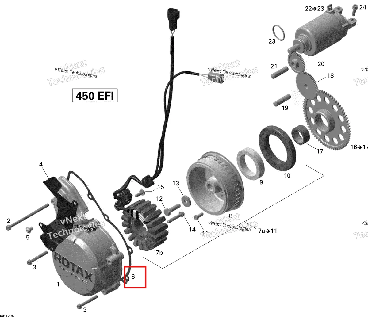 Деталь 420430980 на схеме узла 2015 Can-Am DS 450EFI STD Magneto And Electric Starter