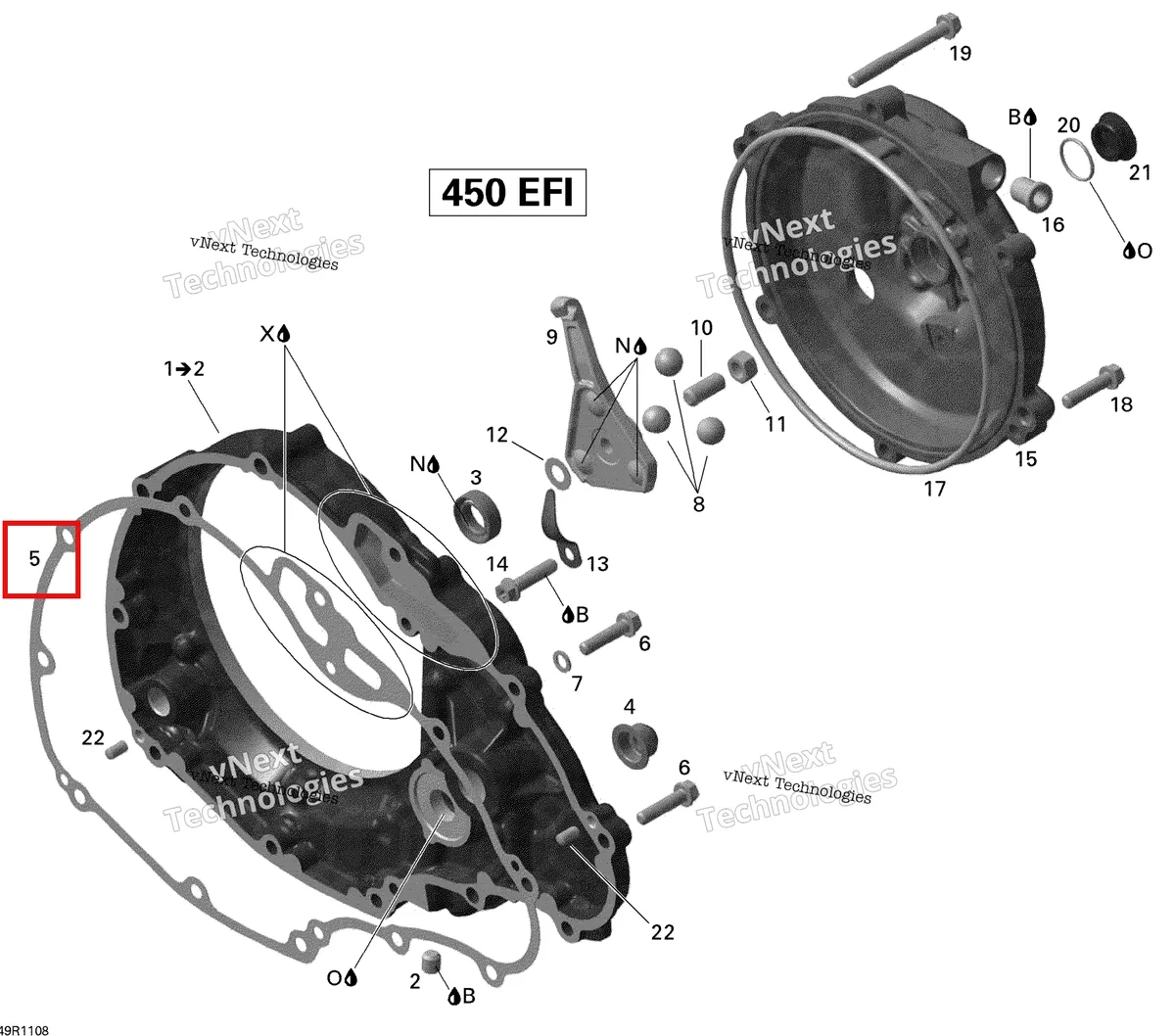 Деталь 420430995 на схеме узла 2011 Can-Am DS 450 EFI Clutch Cover