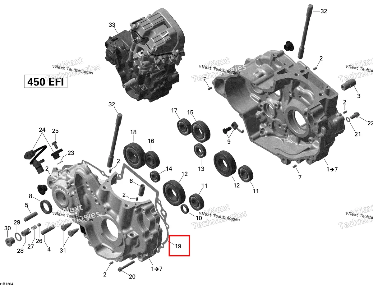 Деталь 420431010 на схеме узла 2015 Can-Am DS 450EFI STD Crankcase