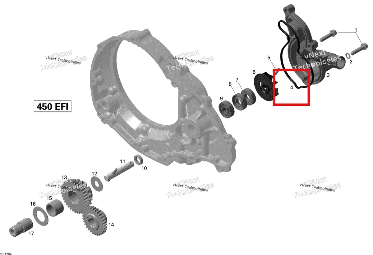 Деталь 420431030 на схеме узла 2015 Can-Am DS 450EFI STD Engine Cooling