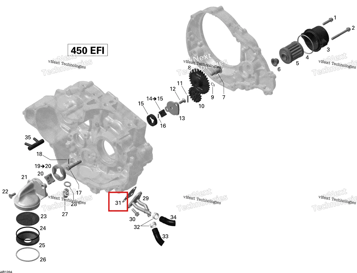 Деталь 420431120 на схеме узла 2015 Can-Am DS 450EFI STD Engine Lubrication