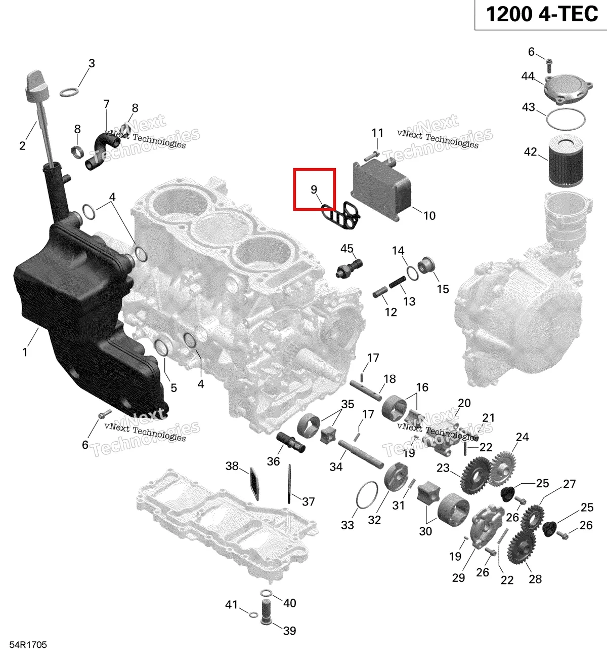 Деталь 420431283 (Прокладка) на схеме узла 2019 Ski-Doo EXPEDITION LE-SE 1200 4-TEC Engine Lubrication - 1200Itc 4-Tec