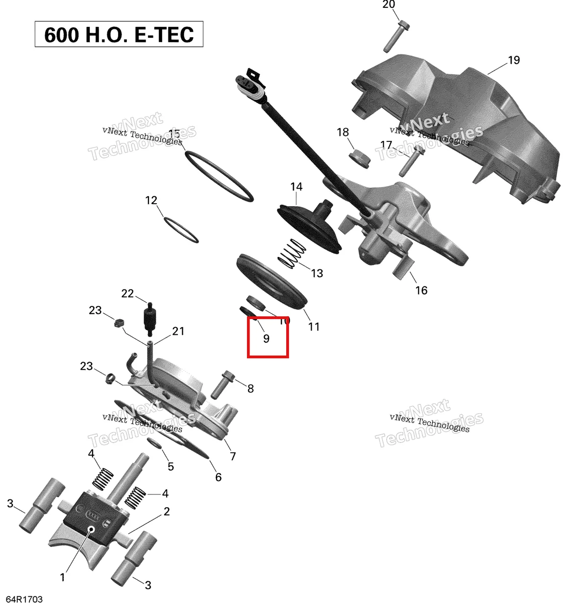 Схема применяемости: Прокладка кольцо Ski-Doo Summit X 800R Power T.E.K. (2009) (420431380)