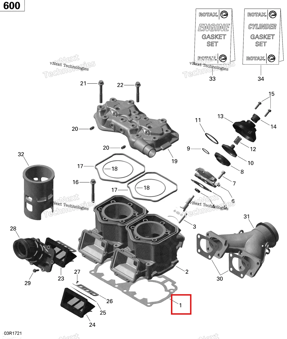 Деталь 420431424 (Деталь Double Gasket 0.9 Mm) на схеме узла 2020 Ski-Doo MXZ 600 CARB Engine - Cylinder And Cylinder Head - 600 Carb
