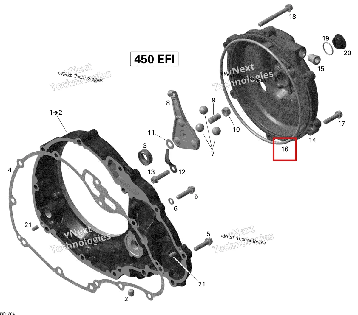 Деталь 420431432 на схеме узла 2015 Can-Am DS 450EFI STD Clutch Cover