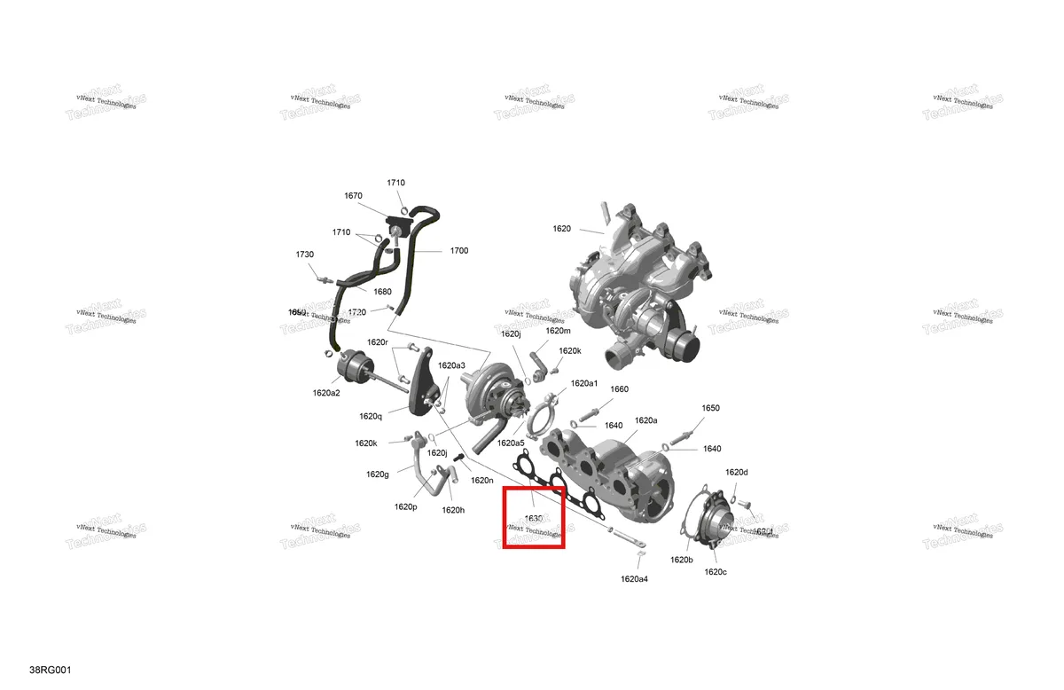 Деталь 420431850 (Прокладка) на схеме узла 2027 Ski-Doo RENEGADE - X-RS - 900 ACE TURBO R - DAVL - Circuit Yellow - 15X137X1.25RS Track Rotax - Turbocharger