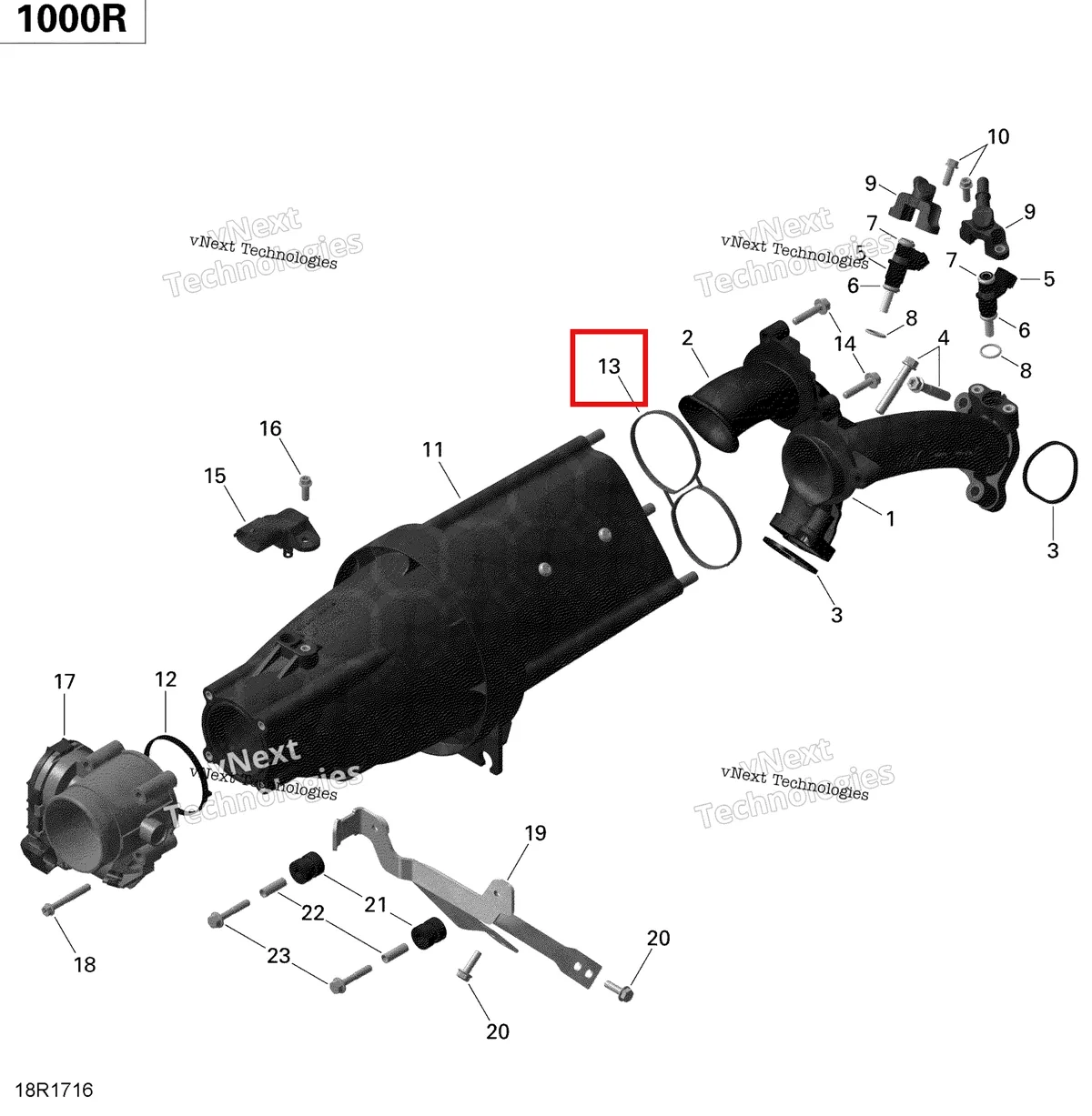 Деталь 420431903 на схеме узла 2020 Can-Am Commander 1000R EFI Air Intake Manifold And Throttle Body - 1000R
