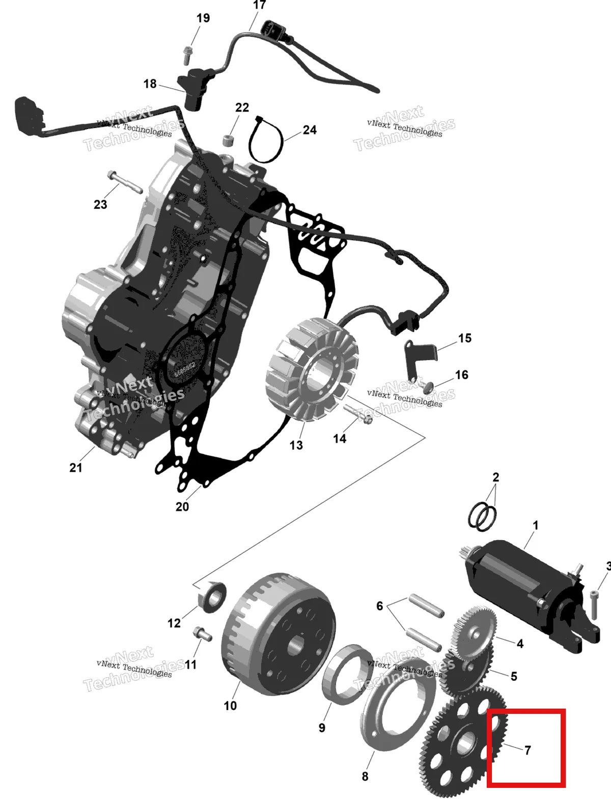 Деталь 420434215 (Free колесо шестерня 64 зубьев Can-Am Outlander 4x4 XT 1000R (2025) (420434215)) на схеме узла 2026 Can-Am OUTLANDER - 4X4 - XT - 1000R - 4FTB - CALI - Platinum Silver Satin Rotax - Magneto And Electric Starter