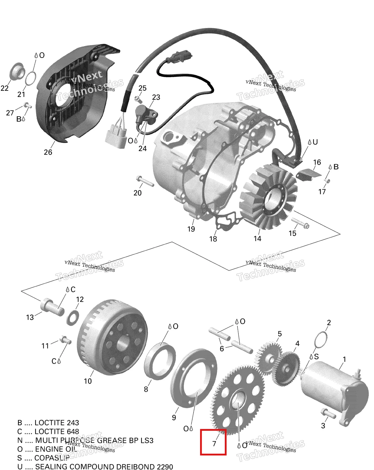 Деталь 420434235 (Зубчатого Колесо) на схеме узла Rotax - Magneto And Electric Starter