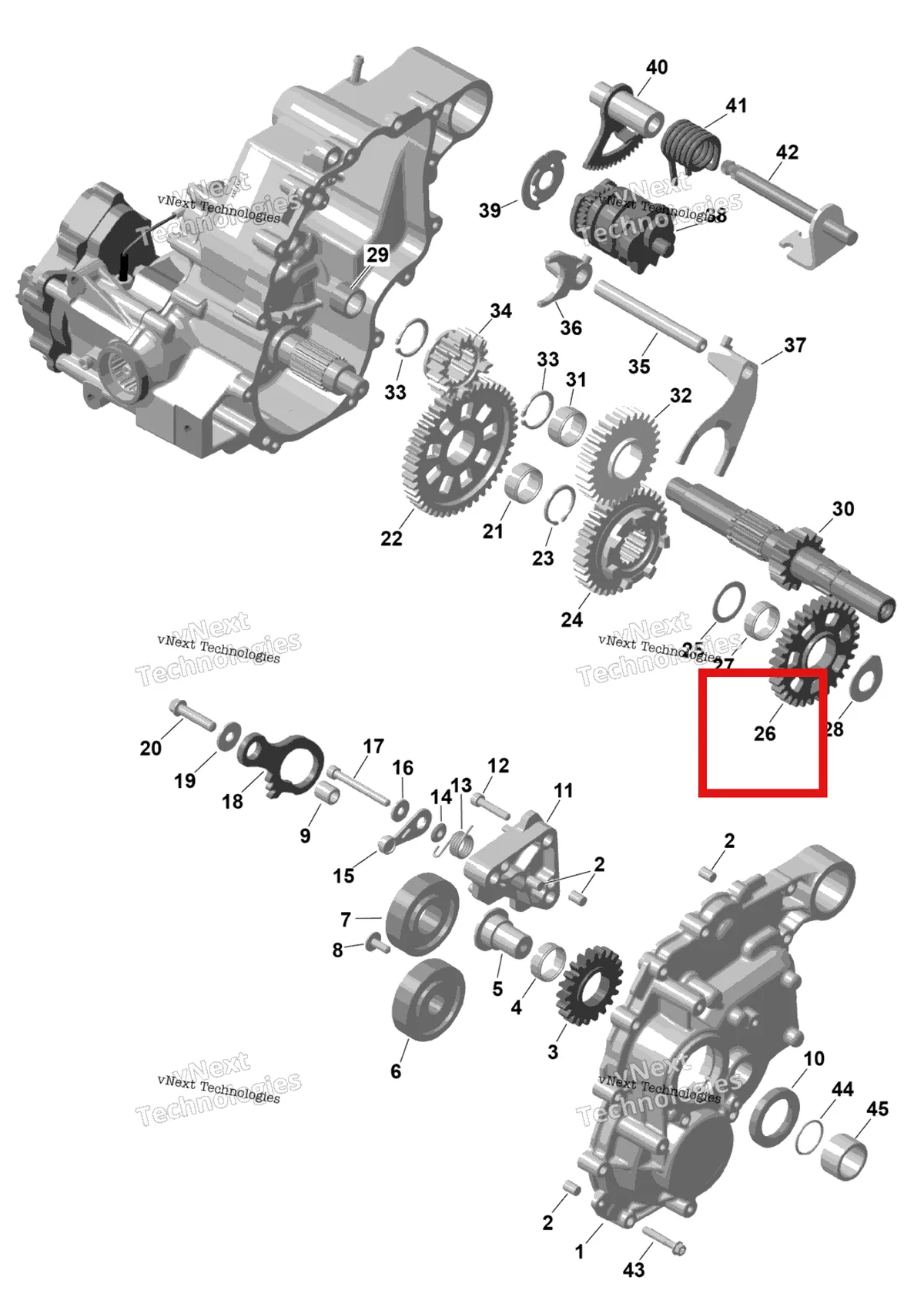 Деталь 420434532 на схеме узла 2026 Can-Am RENEGADE - 4X4 - XMR - 650 EFI - 5TTA - Catalyst Gray Rotax - Gearbox 2