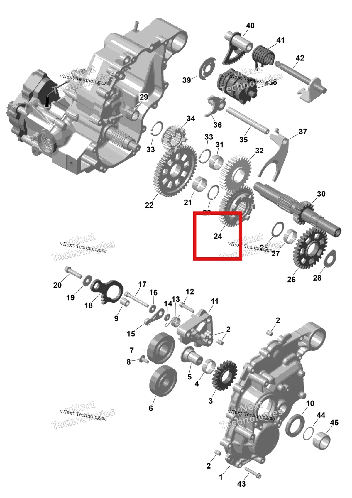 Деталь 420434547 на схеме узла 2026 Can-Am RENEGADE - 4X4 - XMR - 650 EFI - 5TTA - Catalyst Gray Rotax - Gearbox 2