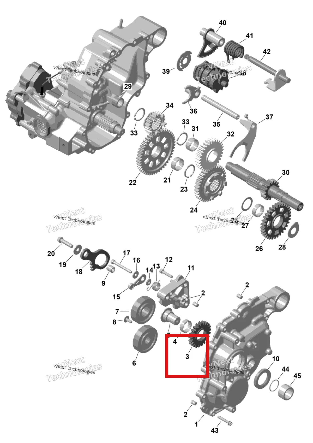 Деталь 420434582 на схеме узла 2026 Can-Am RENEGADE - 4X4 - XMR - 650 EFI - 5TTA - Catalyst Gray Rotax - Gearbox 2