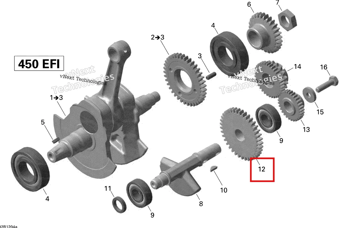 Деталь 420434690 на схеме узла 2015 Can-Am DS 450EFI STD Crankshaft