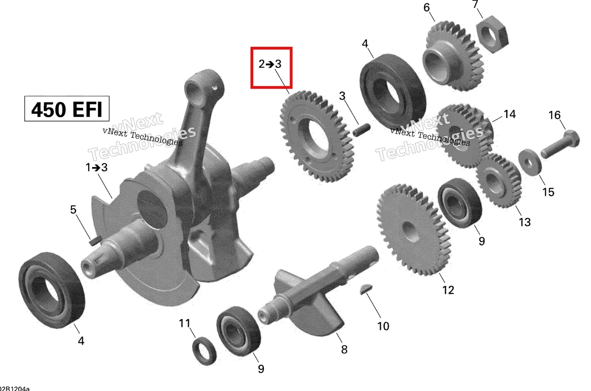 Деталь 420434697 на схеме узла 2015 Can-Am DS 450EFI STD Crankshaft
