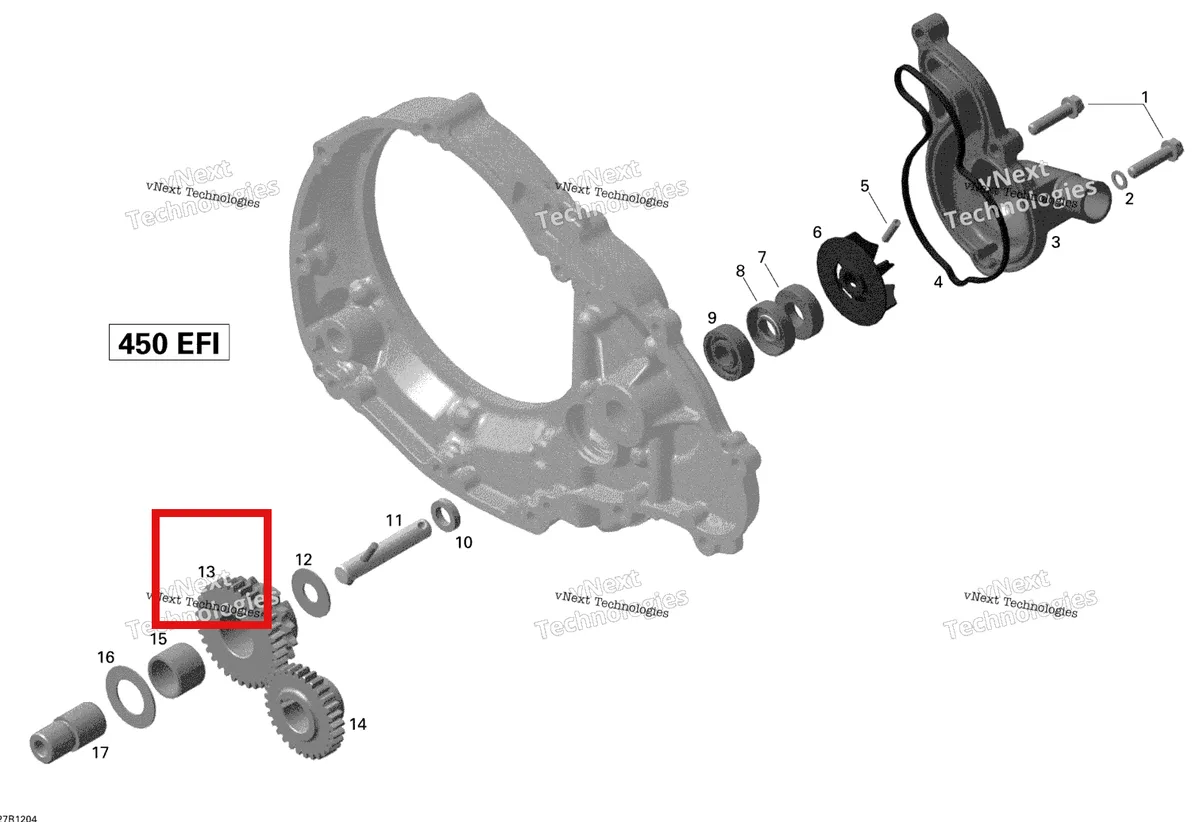 Деталь 420434705 на схеме узла 2015 Can-Am DS 450EFI STD Engine Cooling
