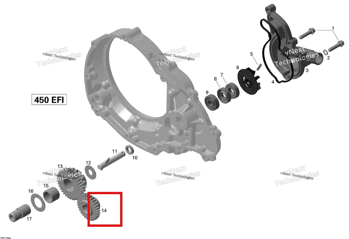 Деталь 420434721 на схеме узла 2015 Can-Am DS 450EFI STD Engine Cooling