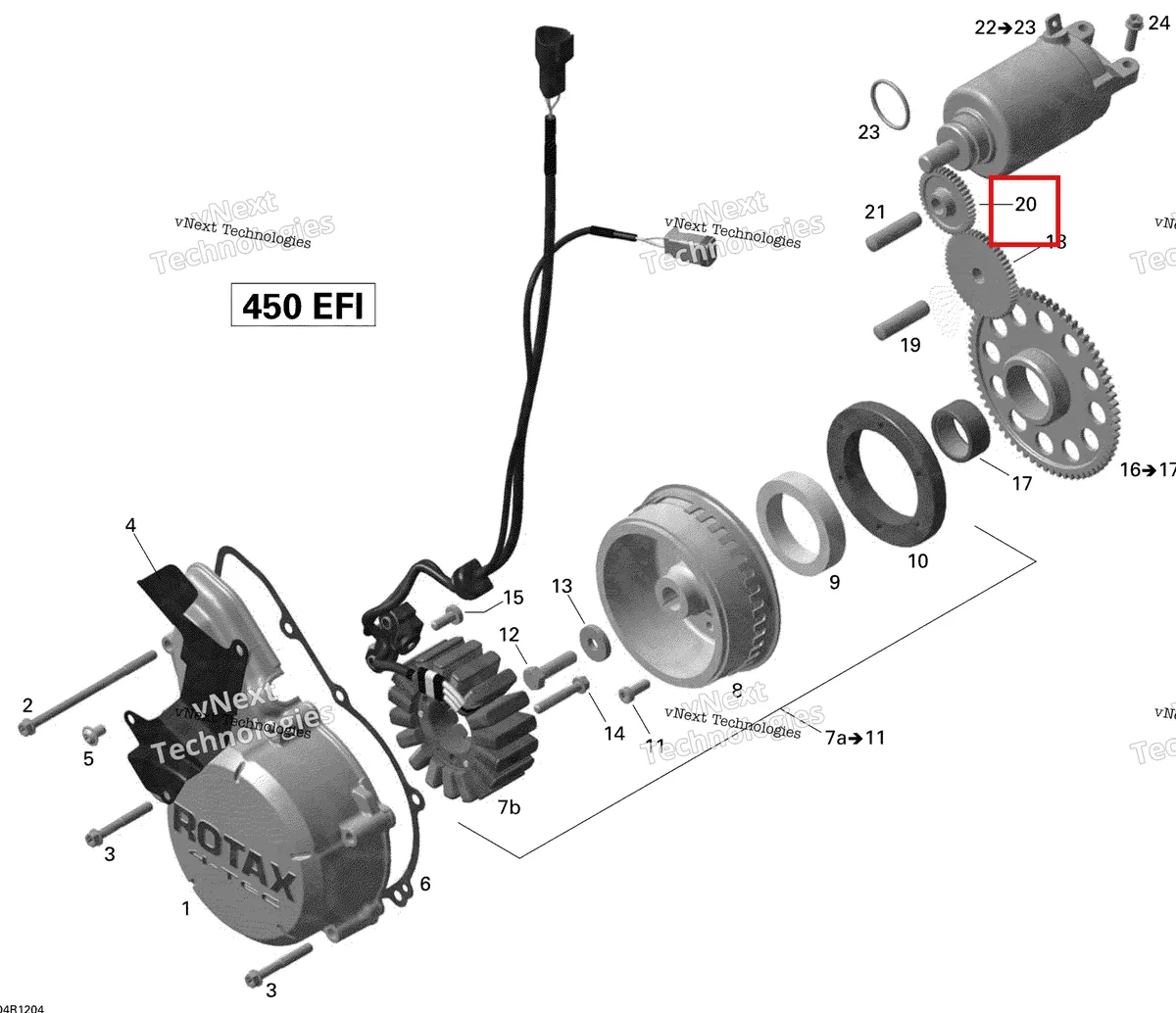 Деталь 420434790 на схеме узла 2015 Can-Am DS 450EFI STD Magneto And Electric Starter