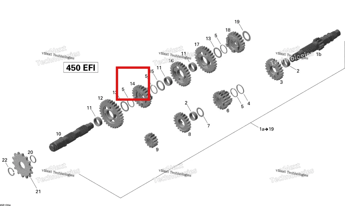 Деталь 420435102 на схеме узла 2015 Can-Am DS 450EFI STD Gear Box