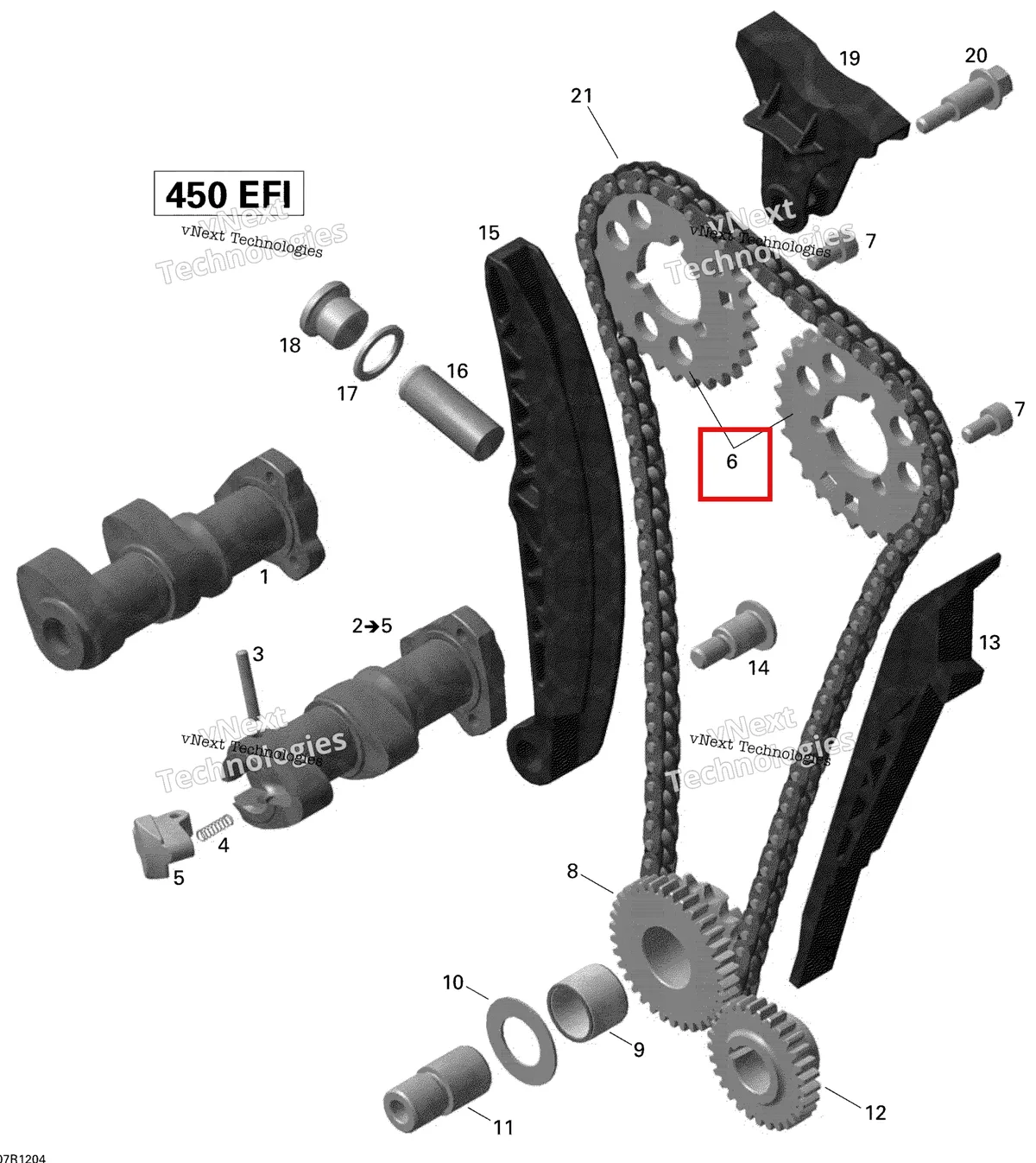Деталь 420435112 на схеме узла 2015 Can-Am DS 450EFI STD Camshafts And Timing Chain