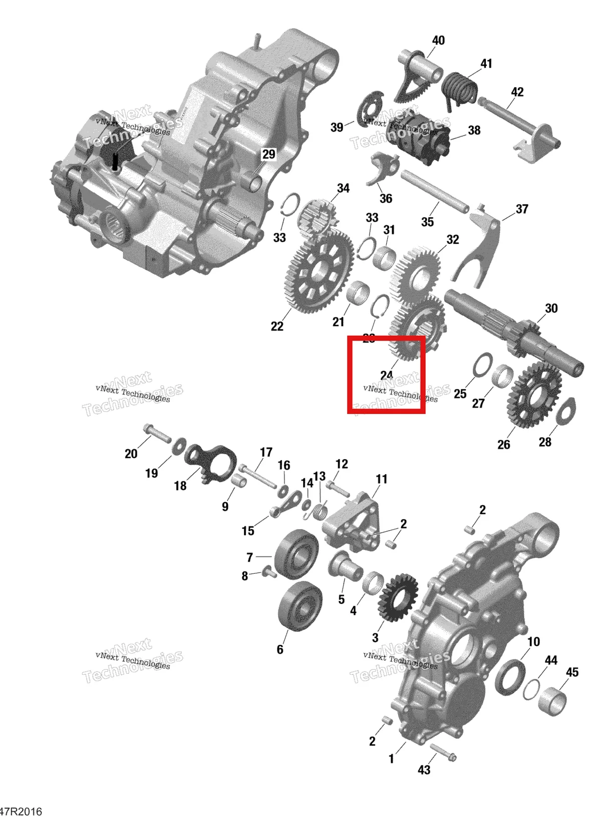 Деталь 420435720 на схеме узла 2022 Can-Am Renegade 570 EFI - STD Rotax - Gear Box 2 - 420686569