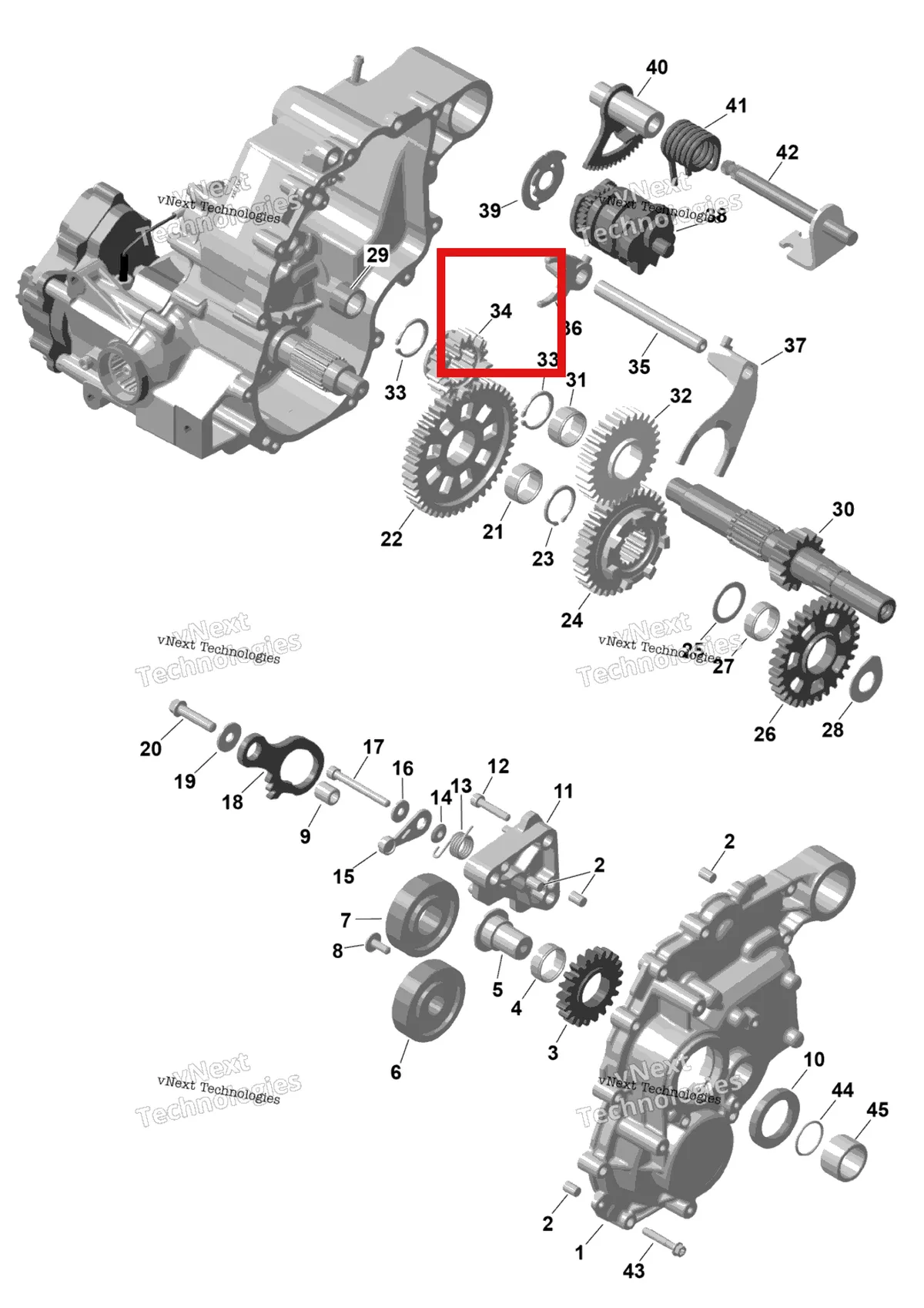 Деталь 420435740 на схеме узла 2026 Can-Am RENEGADE - 4X4 - XMR - 650 EFI - 5TTA - Catalyst Gray Rotax - Gearbox 2