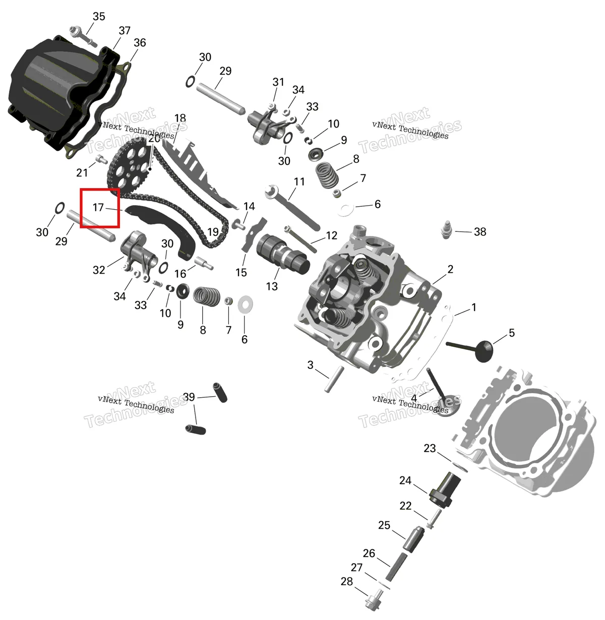 Деталь 420436255 на схеме узла 2024 Can-Am Outlander MAX 450 EFI 6X6 - 4ZRA - DPS Package - Tundra Green Rotax - Cylinder Head