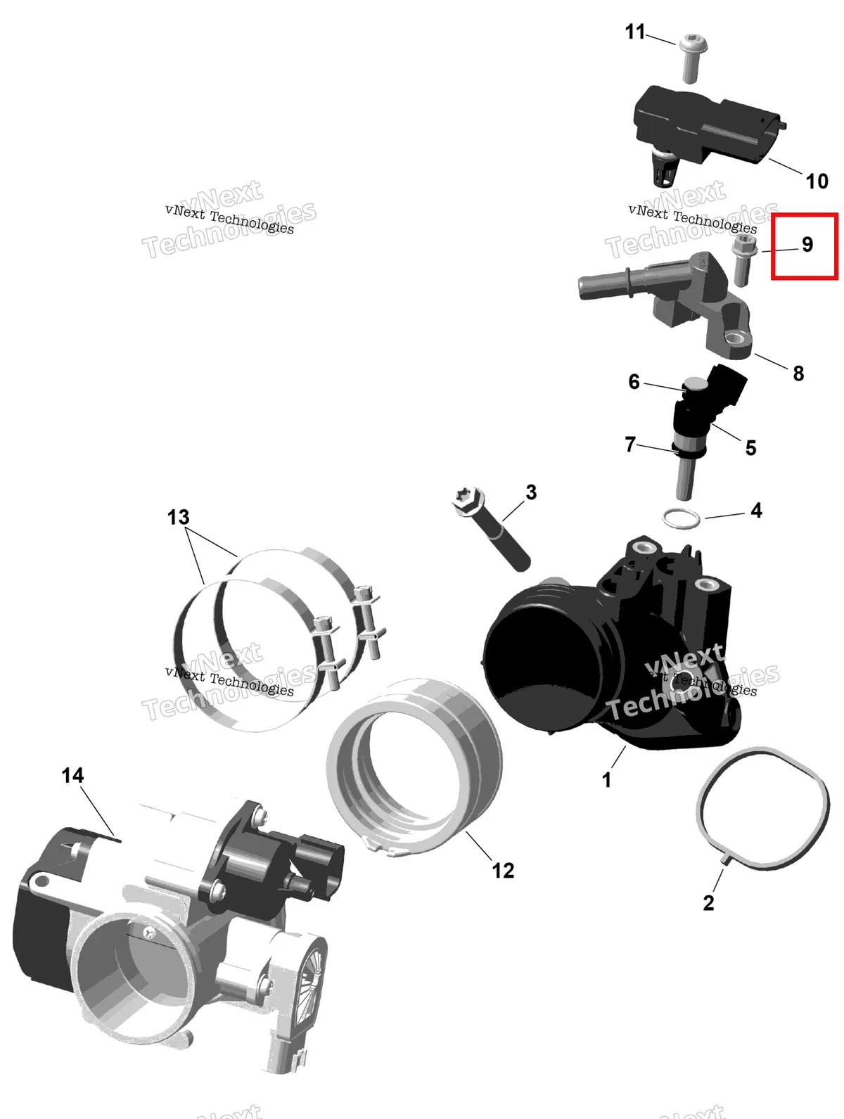 Деталь 420440164 на схеме узла 2026 Can-Am OUTLANDER - 2X4 - STD - 500 - 1KTB - Legion Red Rotax - Air Intake Manifold And Throttle Body