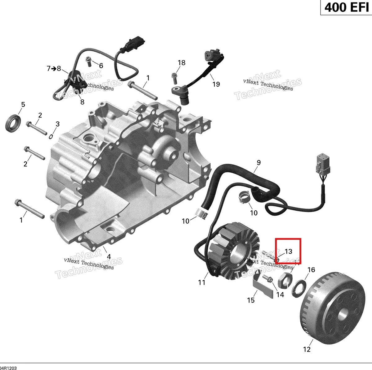 Деталь 420440272 (Деталь Screw M6x35) на схеме узла 2012 Can-Am Outlander Max STD, XT, 400 EFI Magneto