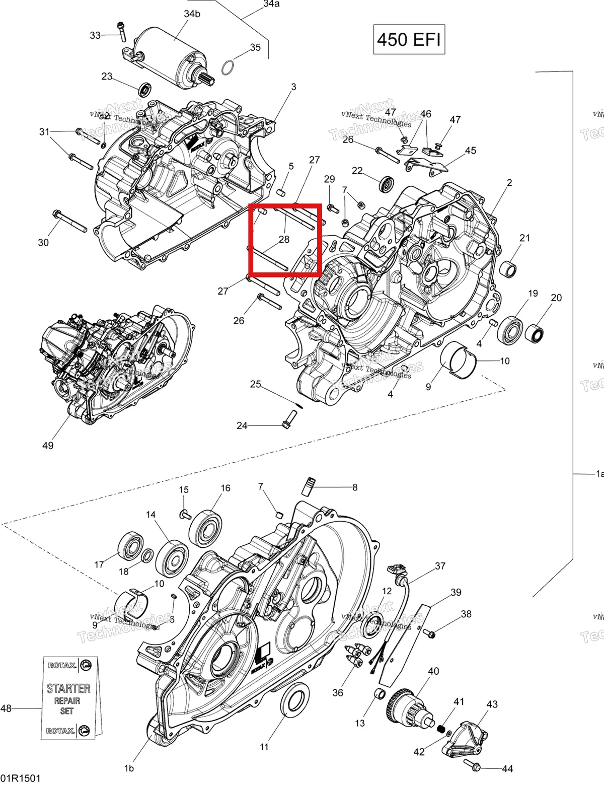 Деталь 420440342 на схеме узла 2015 Can-Am OUTLANDER L MAX 450 EFI Crankcase