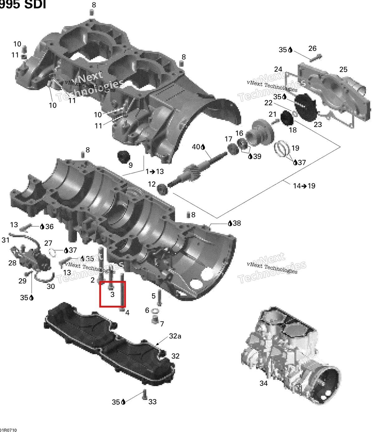 Деталь 420440392 на схеме узла 2007 Ski-Doo MACH Z Adrenaline Crankcase
