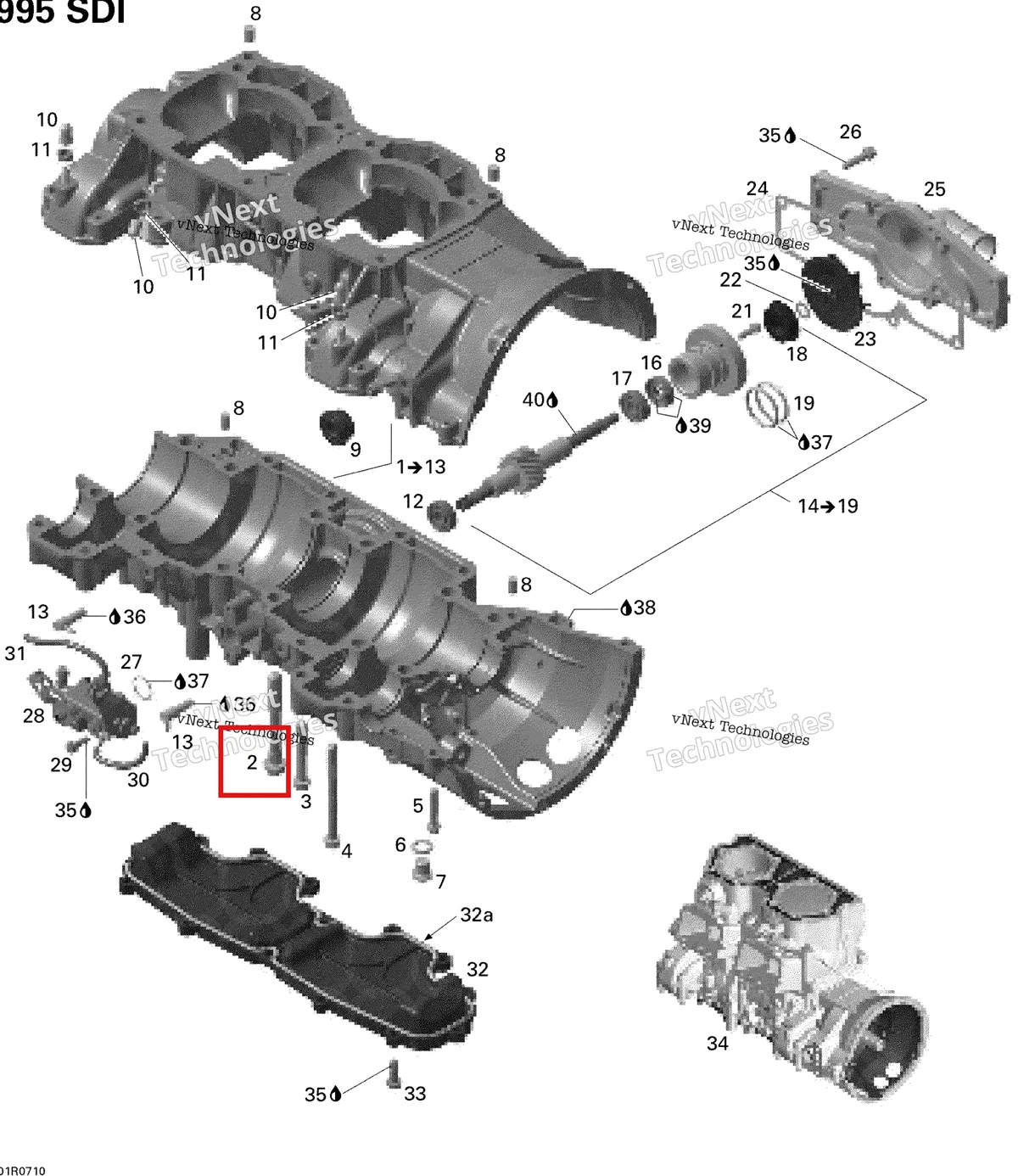 Деталь 420440442 на схеме узла 2007 Ski-Doo MACH Z Adrenaline Crankcase