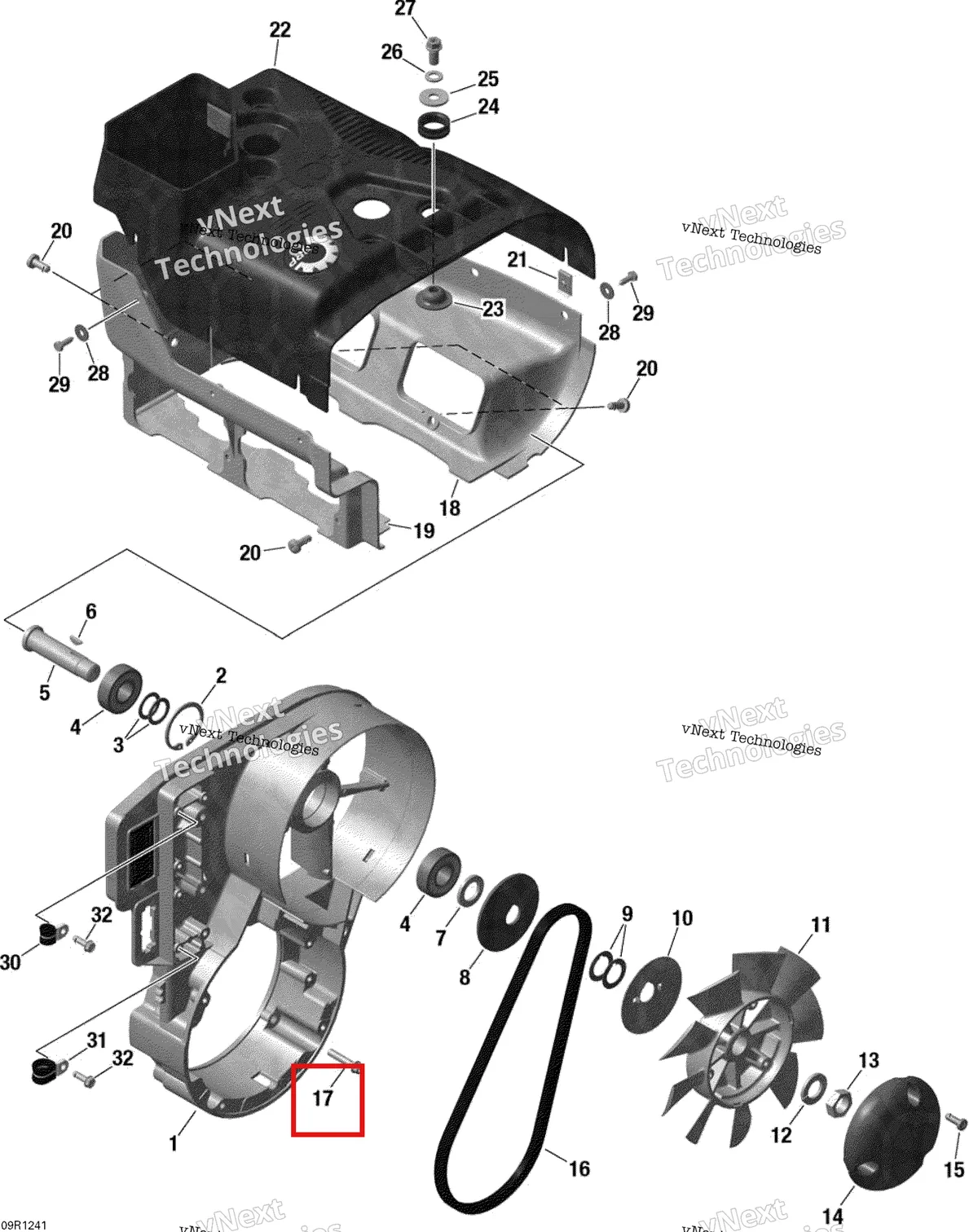 Деталь 420440642 (Звездообразный Винт М6 Х 30) на схеме узла 2012 Ski-Doo Skandic WT 550F XU Fan Housing