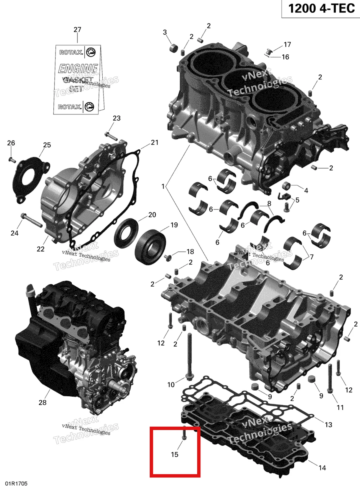 Деталь 420440649 (Деталь Hex./ Torx Flange Screw M6 X 30. Tightening Torque 11 Nm) на схеме узла 2019 Ski-Doo EXPEDITION LE-SE 1200 4-TEC Crankcase - 1200 Itc 4-Tec