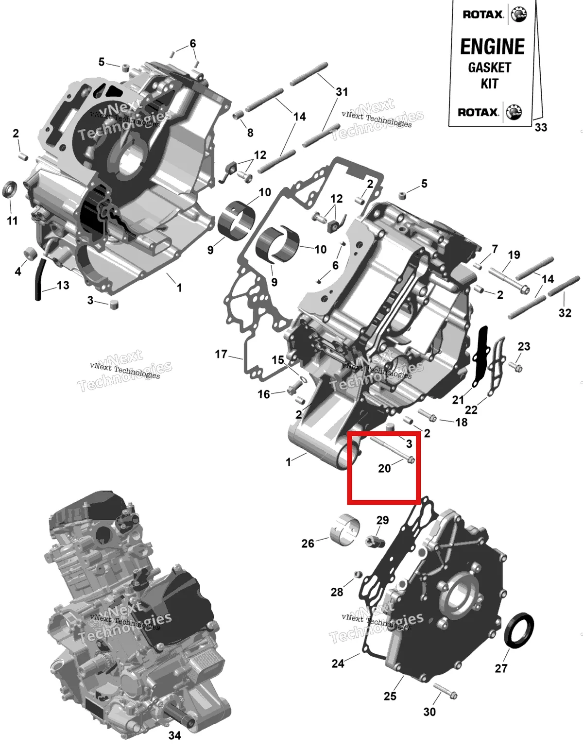 Деталь 420440657 (Деталь Flanged Torx Screw M6 X 75) на схеме узла 2026 Can-Am RENEGADE - 4X4 - XMR - 1000R EFI - 5UTA - Hyper Silver Rotax - Crankcase