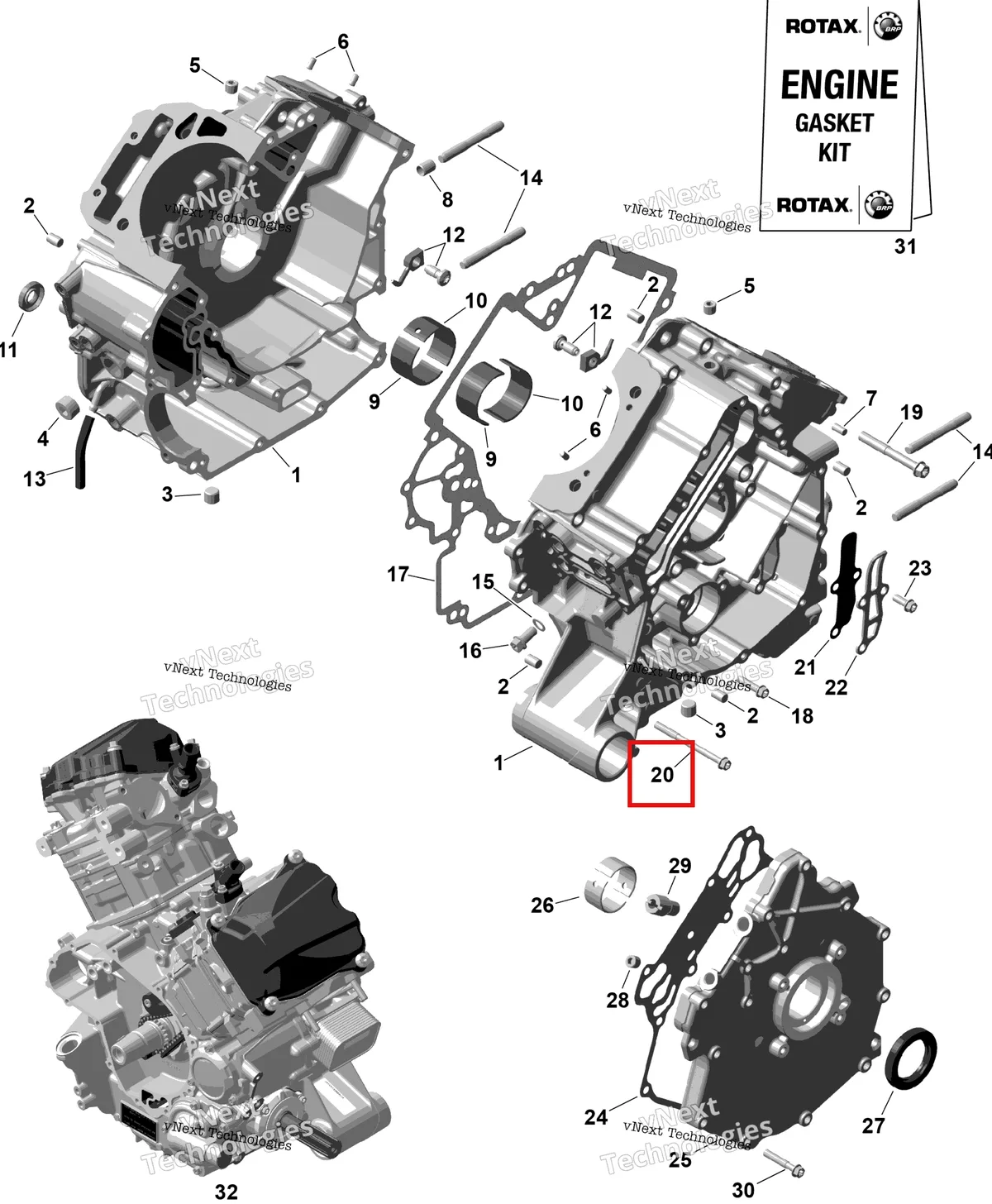 Деталь 420440658 (Фланцевый винт torx M6 × 75 Can-Am Commander MAX 1000R EFI XT (2024) (420440658)) на схеме узла 2026 Can-Am Defender - HD10 - DPS - 8BTF - Compass Green - 64