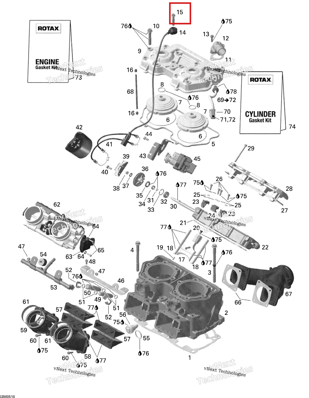 Деталь 420440862 на схеме узла 2005 Ski-Doo Mach Z 1000 SDI Cylinder And Cylinder Head