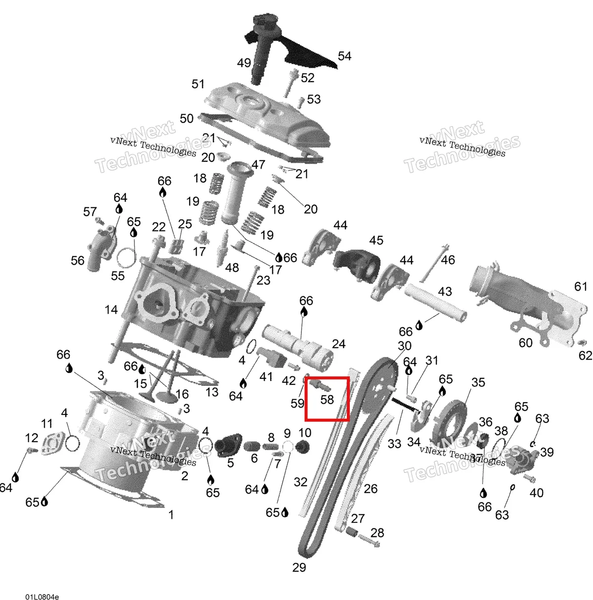 Деталь 420440960 (Ниппель Шланга) на схеме узла 2008 Ski-Doo Expedition V-1300 Cylinder Head Rear