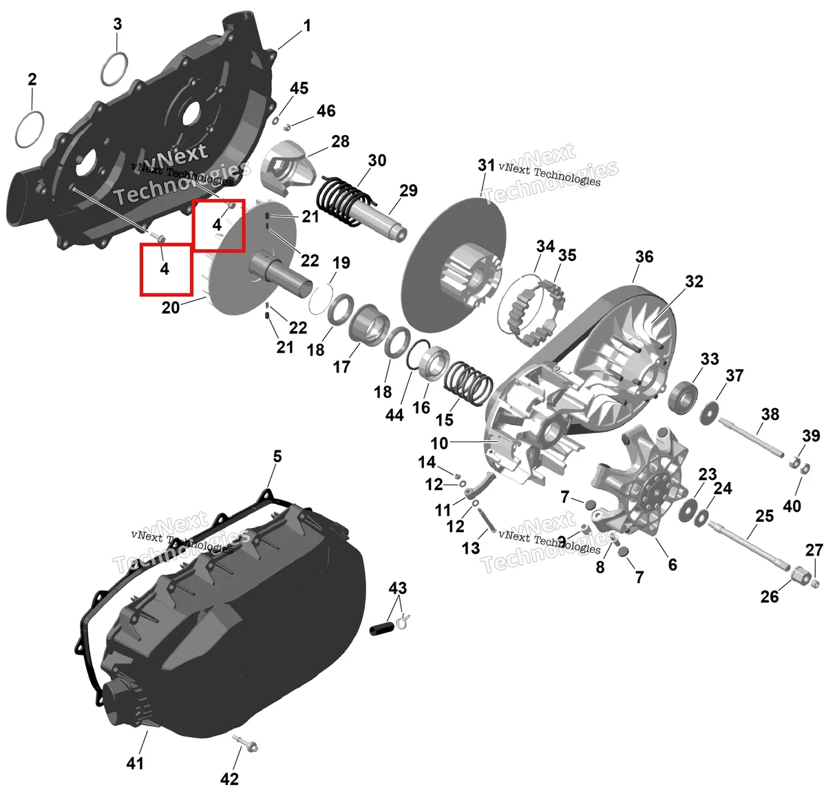 Деталь 420441311 на схеме узла 2026 Can-Am RENEGADE - 4X4 - XMR - 1000R EFI - 5UTA - Hyper Silver Rotax - Cvt
